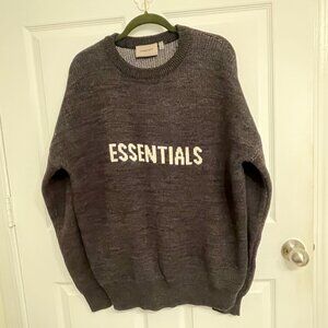 FEAR OF GOD ESSENTIALS Knit Sweater - Black/Dark Slate, Size Large